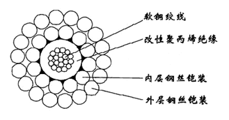 WGSB-3.50mm单芯改性聚丙烯绝缘双钢丝铠装承荷探测电缆